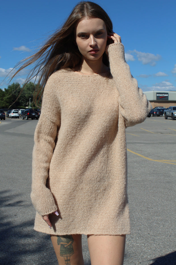 Peruvian alpaca wool hand knit sweater dress.