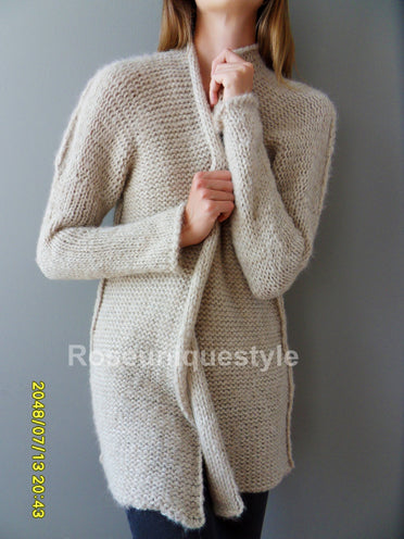 Theory Verdana Inclusive Longline Chunky Knit Cardigan Sweater In Cream on sale